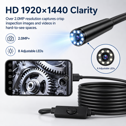 Endoscope Camera with Light, 1920P HD Borescope Tools