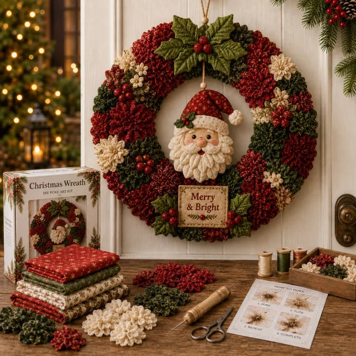 🎄 LAST DAY 50% OFF ✨ Make A Christmas Wreath You'll Be Proud To Display ❤️ 3D Fabric Poke DIY Kit
