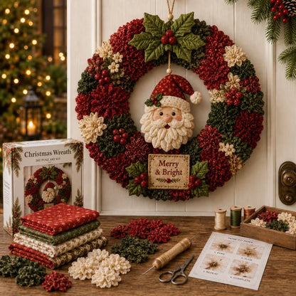 🎄 LAST DAY 50% OFF ✨ Make A Christmas Wreath You'll Be Proud To Display ❤️ 3D Fabric Poke DIY Kit