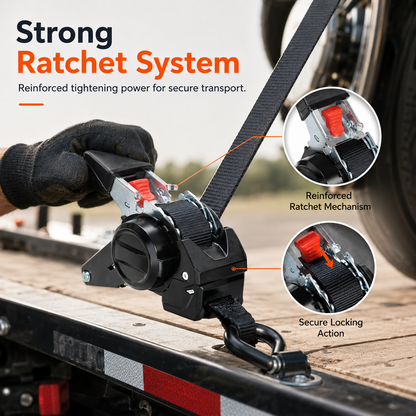 🔥LAST DAY 50% OFF - Dual-end Retractable Ratchet Tie Down Straps