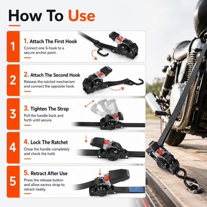 🔥LAST DAY 50% OFF - Dual-end Retractable Ratchet Tie Down Straps