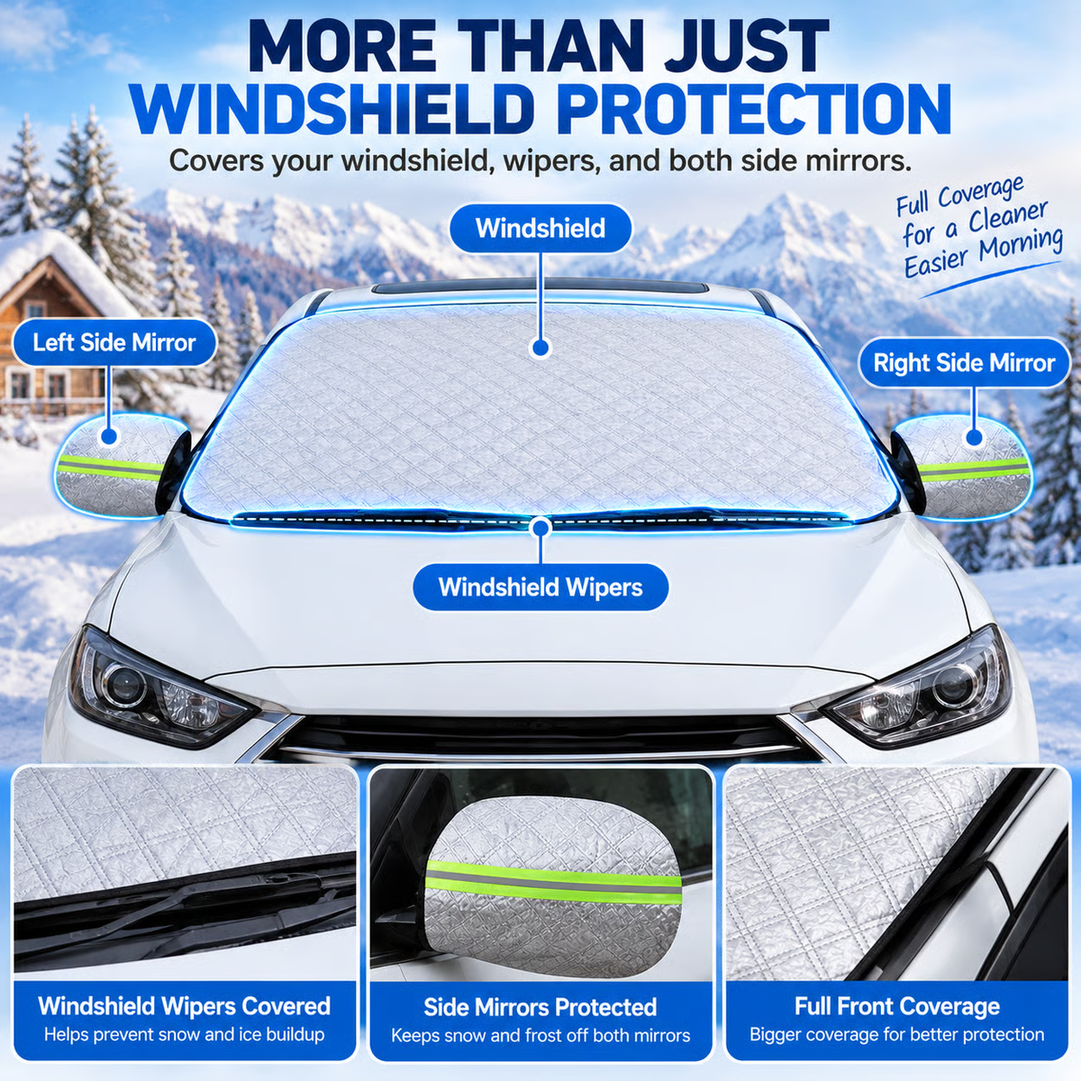 ❄️4-Layer Windshield Snow Cover – No-Scrape Snow, Frost & Ice Protection