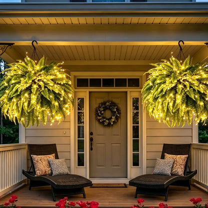 💛Glowing Boston Ferns with Lights🌿